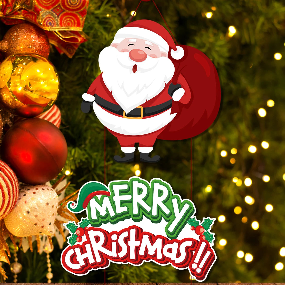 Merry Christmas Hanging Door Banner Santa Claus Snowman Couplet Christmas Decorations For Home Xmas Gifts Navidad New Year no