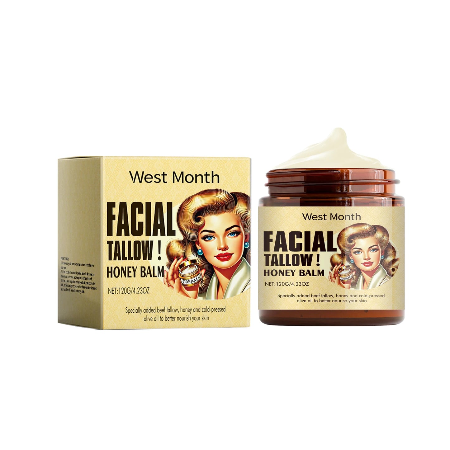 Beef Tallow Face Cream Lasting Moisturizing Soothing Facial Skin Firming Increase Facial Elasticity Nourishing Smooth Skin Ca