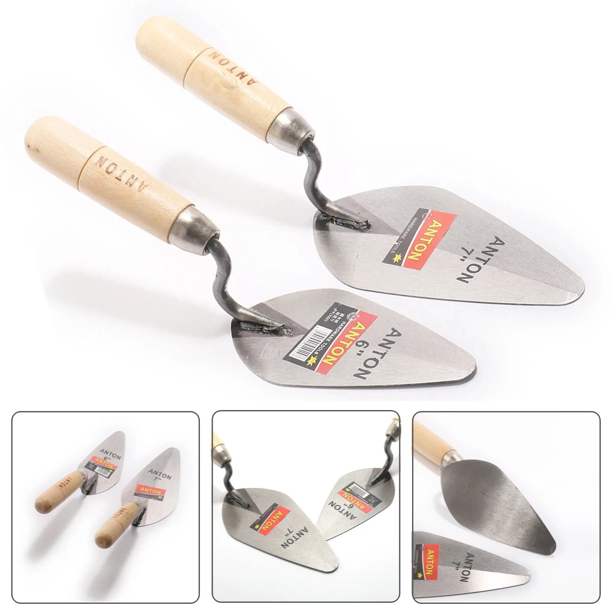 Carbon Steel Plastering Trowel 6 inch 7 inch Pointed Bricklaying Knife Round Wooden Handle Trowel Wall Brick Trowel Mason Too