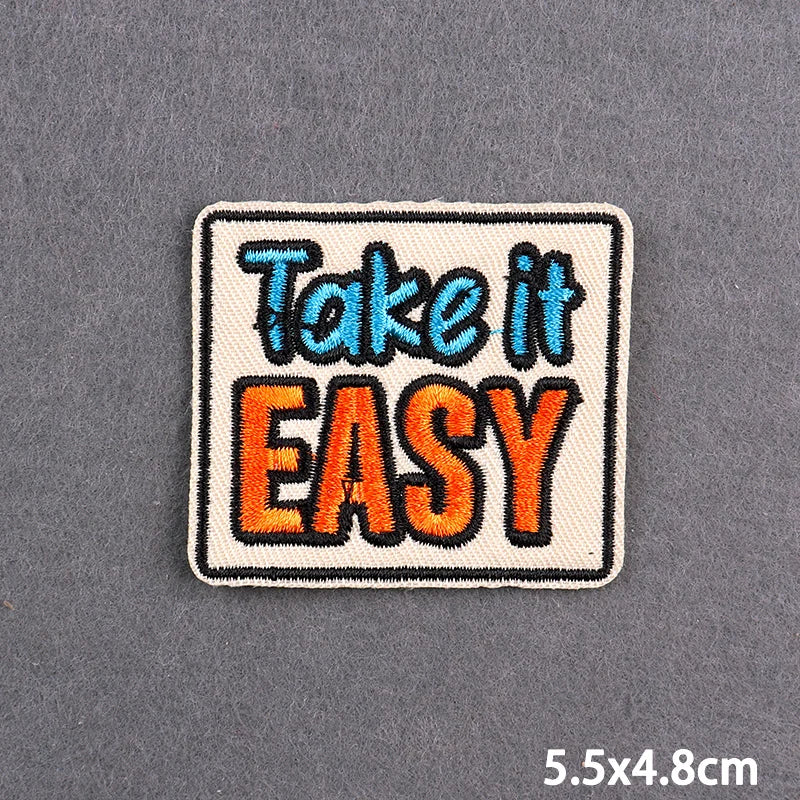 Warning Letters Embroidery Patches For Jeans Good Vibes Iron On Patch Thermoadhesive Patches For Clothes Applique Stickes Log