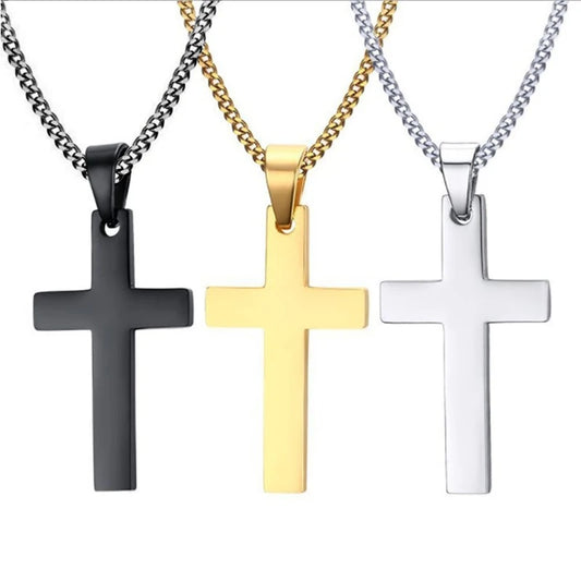 Fashion Stainless Steel Cross Pendant Necklace For Women Men Link Chain Charm Necklace Cool Boys Girls Punk Hip Hop Jewelry G