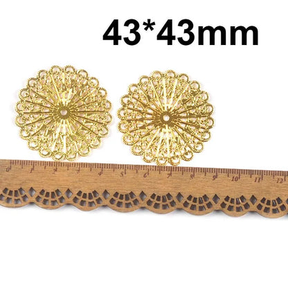 Round Flowers Filigree Wraps Connectors Metal Crafts Supplies For DIY Jewelry Accessories Findings Making Scrapbook Home Deco