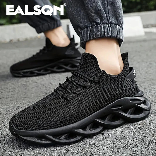Men Sports Running Black Jogging Shoes Casual Sneakers Brown Outdoor Breathable Mesh Women Light Shock-absorption Black Tenni