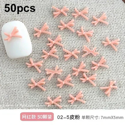 French Ribbons Colorful Resin Cute Bowknot Charm Leopard Print Bow Tie Nail Art Decorations Manicure Tools Accessories Wholes