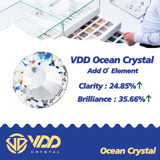 VDD SS4-SS20 Mix Size Clear Crystal Non-Hotfix Gold FlatBack Rhinestones Decorations DIY Glitter Stones 3D Nail Art Accessori