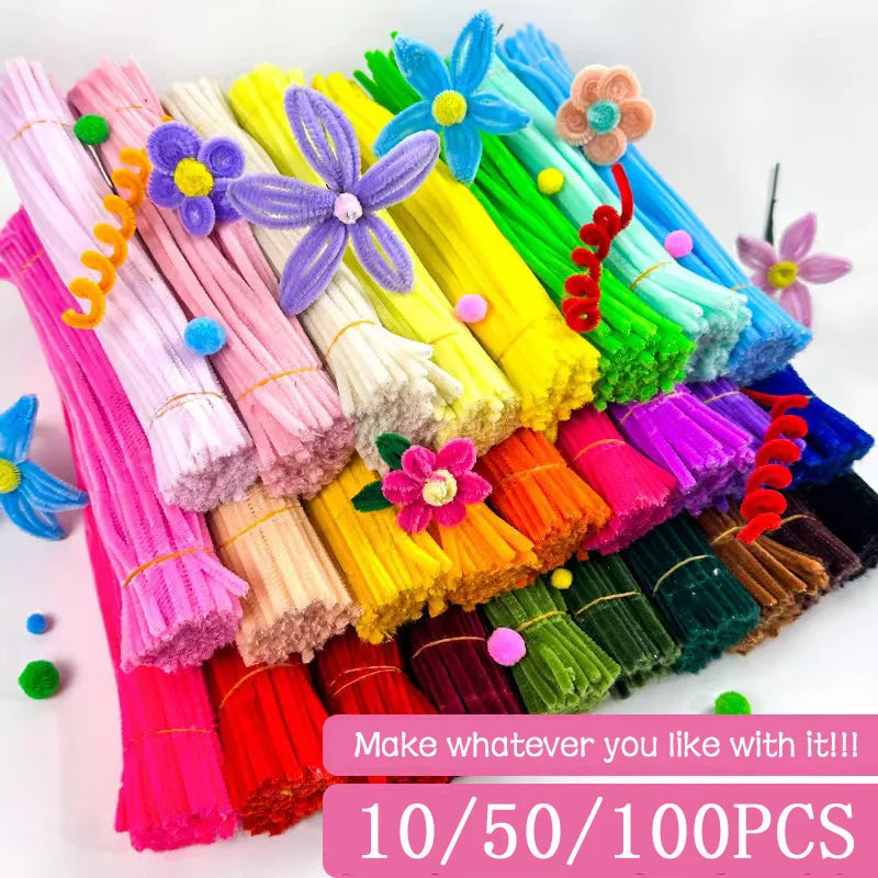 Chenille Stem Pipe Kids DIY Creative Toys Chenille Sticks Cleaners Kindergarten Educational Handmade Material Plush Strips
