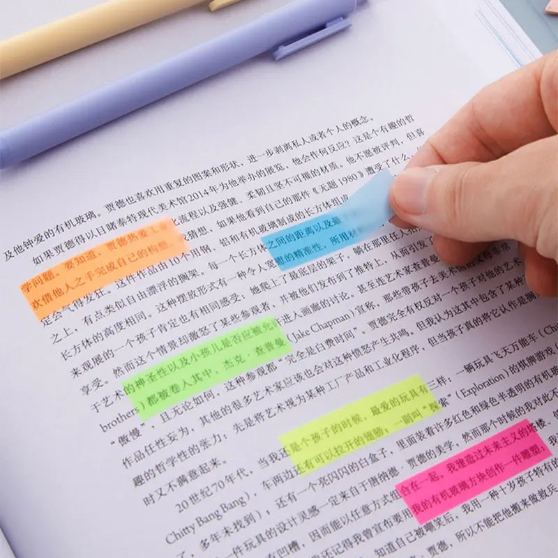 JCD 100 200 Sheets Sticky Notes Memo Pad Notes Index Transparent Post Stickers Bookmarks Notepad School Office Supplies