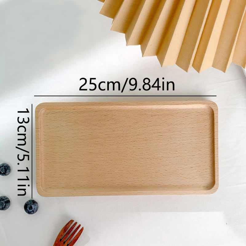 Wheat Stalk Tray Tableware Round Dessert Plate Japanese-Style Durable Heat Resistant Tray Coffee Tea Solid Wood Plate Tray - 