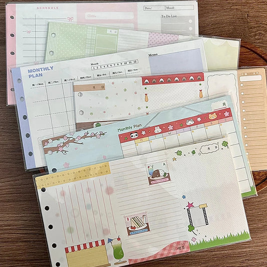 10 Sheets M5 Three Fold Loose Leaf for Punching Holes on the Inner Pages of the Core, Weekly Plan Manual Account, Foldable