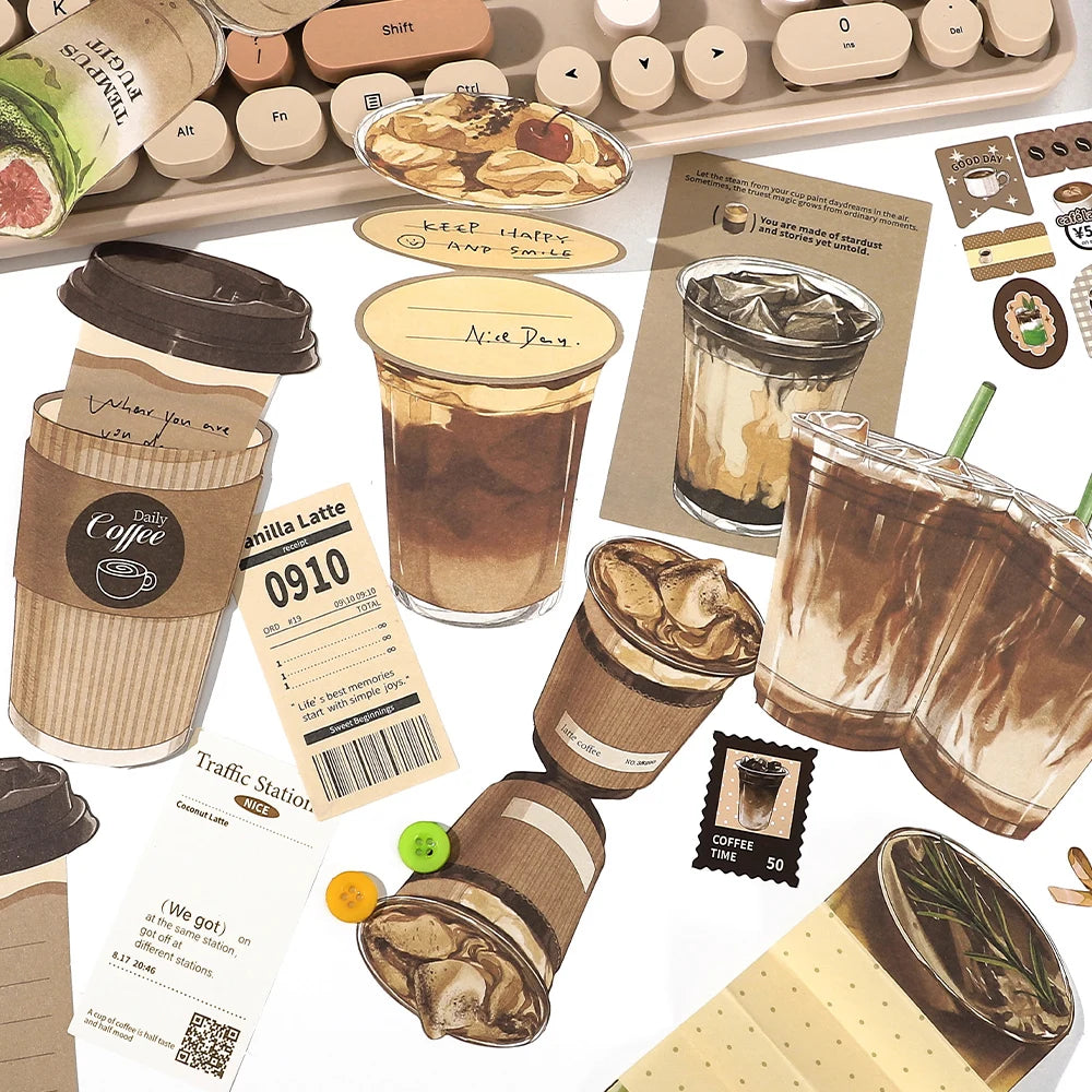 20pcs Fresh Store Series Food and Coffee Material Pack DIY Scrapbook Handbook Aesthetic Stationery Supplies