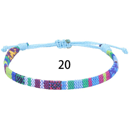 Anklets For Women Woven Fabric Foot Leg Bracelet Men Handmade Rope Braid Knot Beach Barefoot Weave Ethnic Boho Adjustable Cha