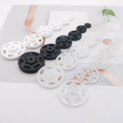 50set Plastic Sew-on Press Buttons Round Clear Invisible Snap Fasteners Buttons for Sewing Baby Clothing DIY Crafts Handmade