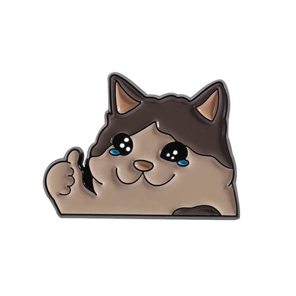 Thumb Up Crying Cat Enamel Pin Kawaii Humorous Animal Brooch Lapel Backpack Badge Funny Jewelry Gifts For Cat Lovers Friends