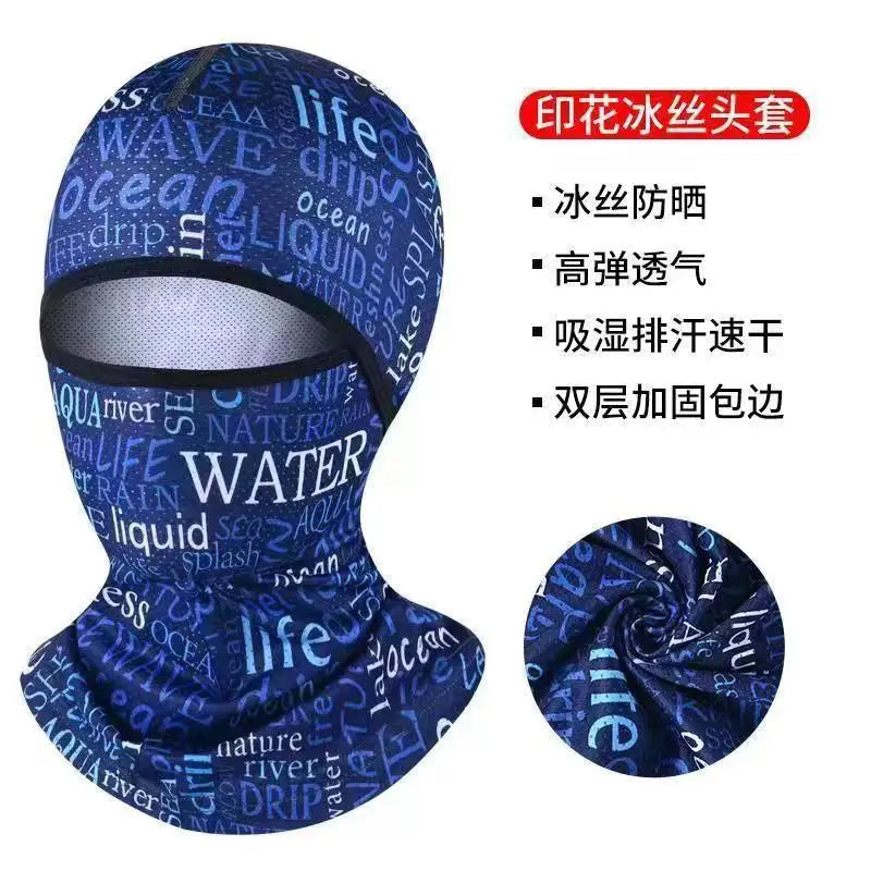Summer Cool Ice Silk Balaclava - Full Face Cover with UV Protection for Cycling, Motorcycle & Outdoor Sports - Navy Blue (Sty