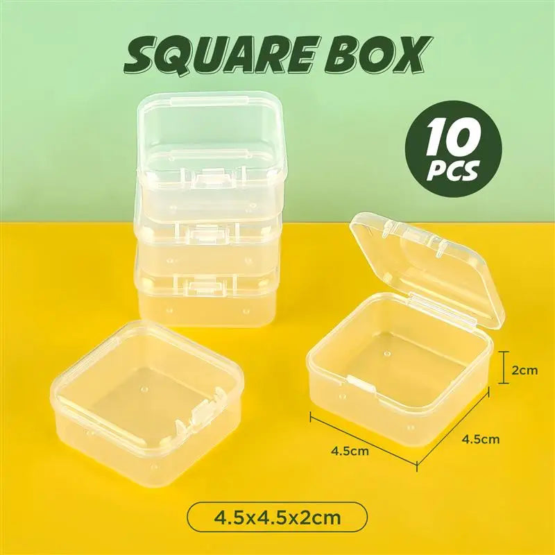 10pcs Plastic Box Rectangular Box Translucent Box Packing Box Storage Box Dustproof Solid Strong Jewelry Storage Case Contain