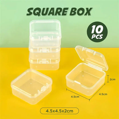 10pcs Plastic Box Rectangular Box Translucent Box Packing Box Storage Box Dustproof Solid Strong Jewelry Storage Case Contain
