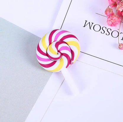10pcs /lot Beauty Kawaii Rainbow lollipop Candy Polymer Clay Cabochons Flatback For DIY Phone Decoration - 28