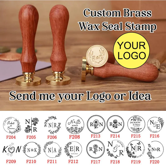 Custom Wax Seal Stamp and Wooden Handle set, For Wedding Invitation, Multiple Designs, Personalized Logo Wax Stamp, Initial W