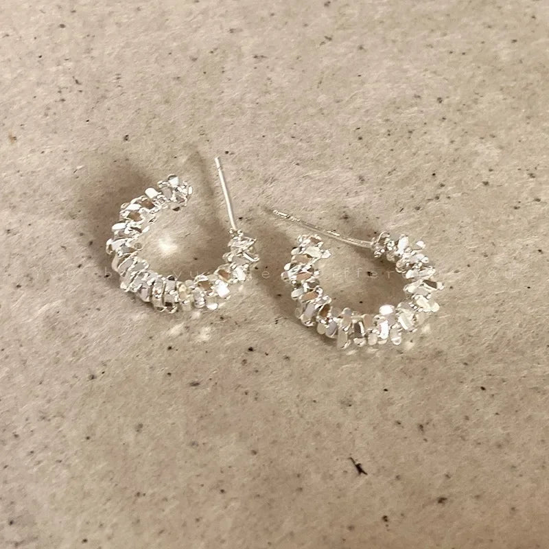 LATS New Fashion Trend Unique Design Elegant Exquisite Irregular C Shape Earrings Female Jewelry Party Premium Gift
