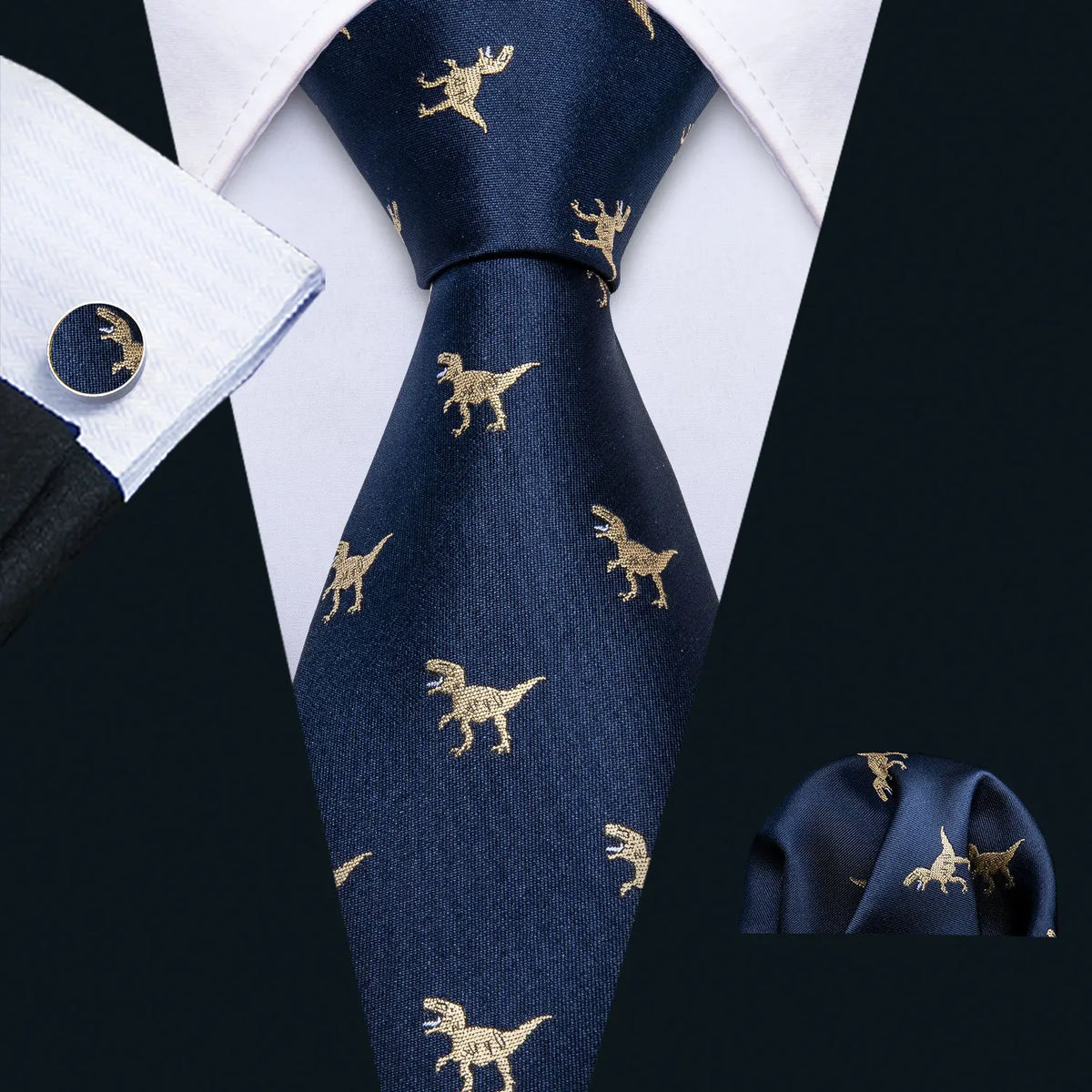 Men Tie Gold Navy Blue Striped Tie Barry.Wang 3.4" Jacquard Party Wedding Woven Fashion Designers Necktie For Men silk Busine
