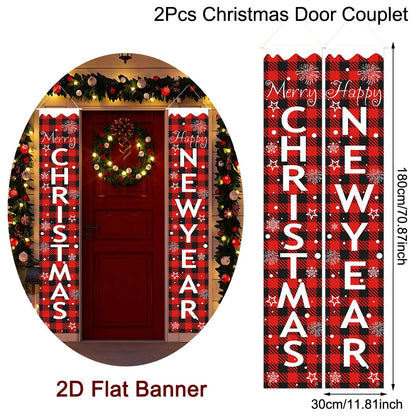 Christmas Door Banner Door Couplet Merry Christmas Decoration For Home 2025 Navidad Kerst Natal Noel Xmas Decor New Year 2026