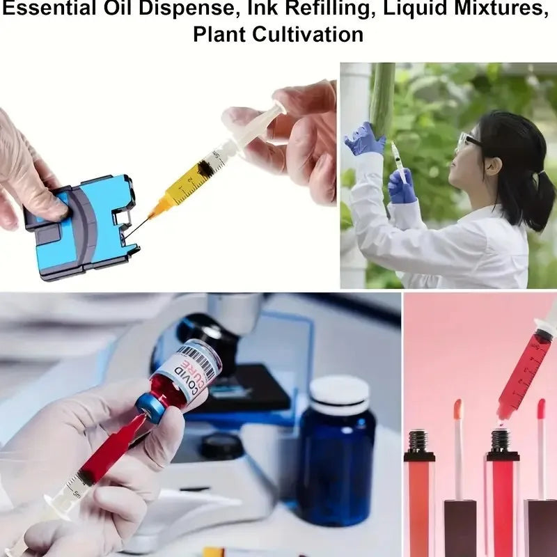 14/10pcs Syringe Set with Blunt Needles, Various Size1ml,3ml,5ml,10ml,20ml,60ml,Plastic, for Refilling, Measuring, Scientif