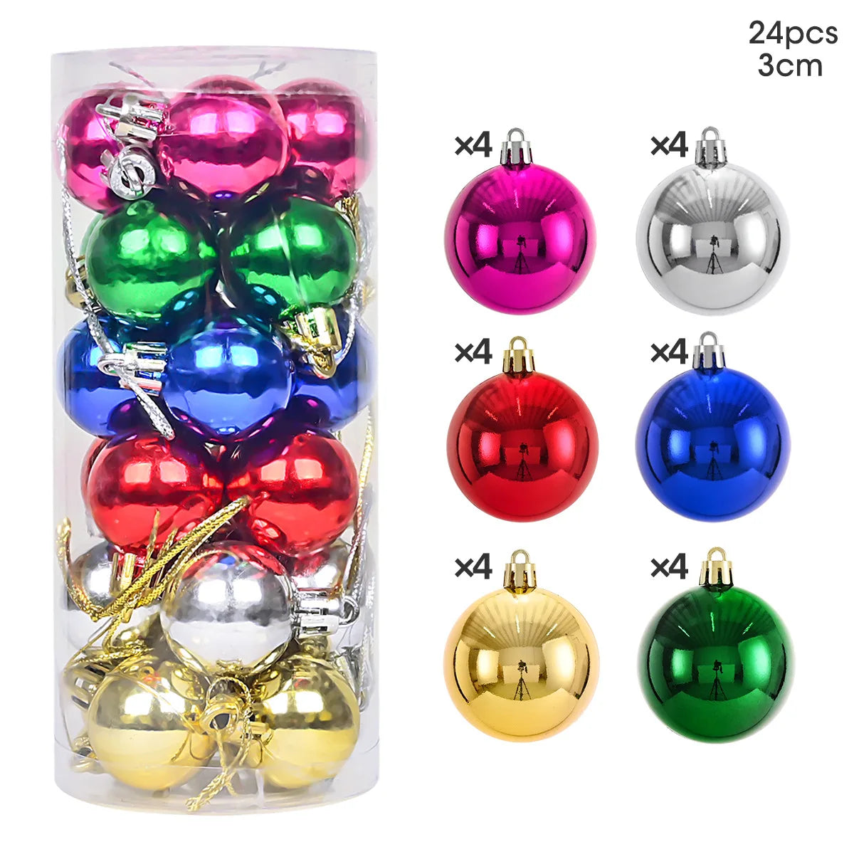 24pcs 3cm Christmas Balls Christmas Tree Ornaments Ball Xmas Hanging Tree Pendants Home Party Christmas Tree Decor New Year G