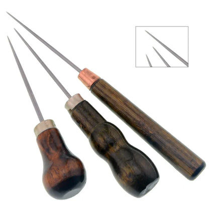 1pcs Durable Awl Tools With Wooden Handle Diy Leather Crafts Punch Tools Leather Hole Punches Stitching Tools Handmade Suppli