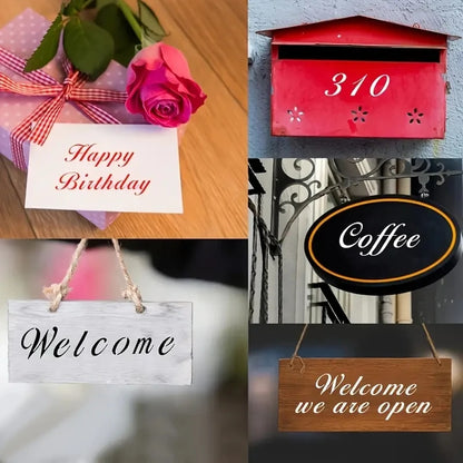 12PCS 8.3x5.5inch Cursive Alphabet Stencils with Numbers & Symbols Reusable Letter Templates for DIY Signs Blackboard Fabric 