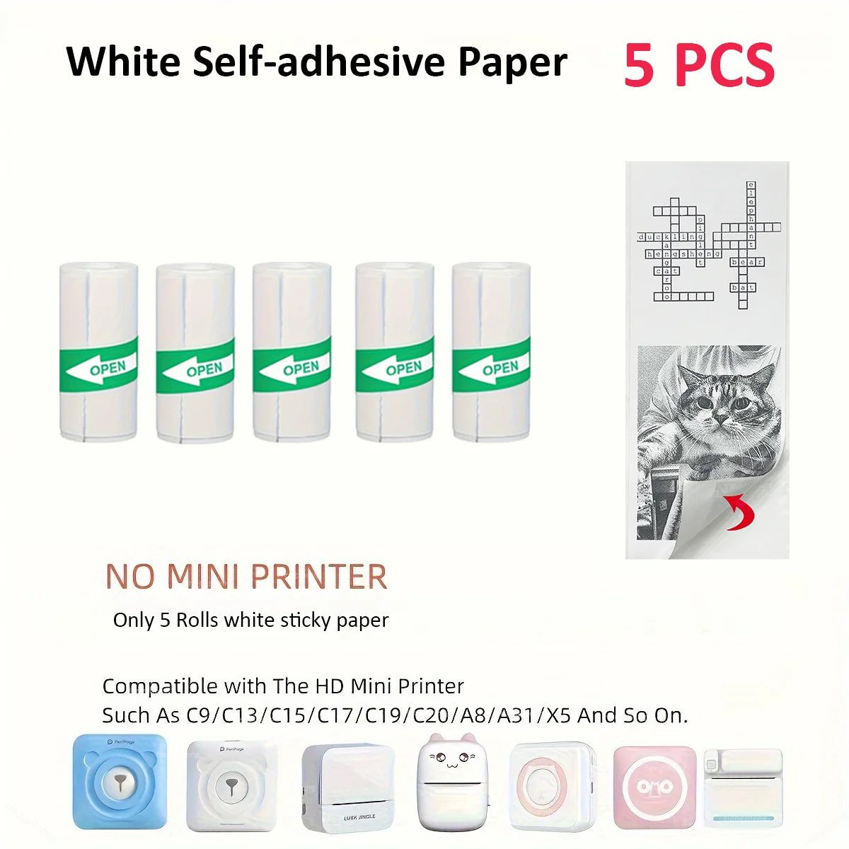 Thermal Mini Printer, Portable Inkless Sticker Maker,Bluetooth Free Cut Small Pocket Printer for Children DIY 57mm Photo Prin