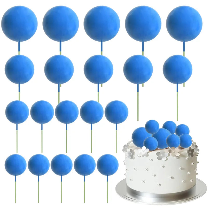 20Pcs Colorful Balls Cake Topper Mini Balloons Cupcake Insert Sticks for Wedding Birthday Party Cake DIY Decoration Baby Show