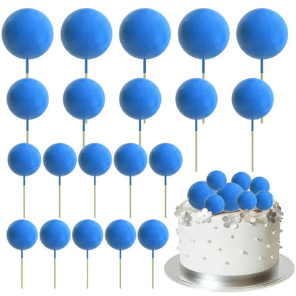 20Pcs Colorful Balls Cake Topper Mini Balloons Cupcake Insert Sticks for Wedding Birthday Party Cake DIY Decoration Baby Show