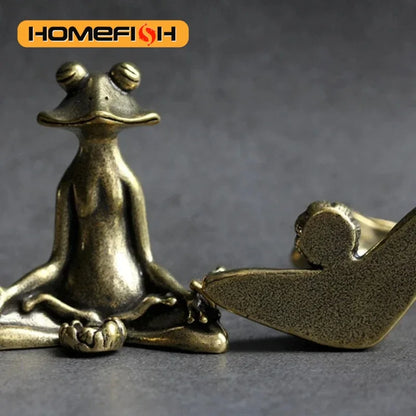 Retro Copperware Incense Socket Zen Frog Ornaments Solid Pure Copper Frog Tea Pet Incense Holder Ornaments