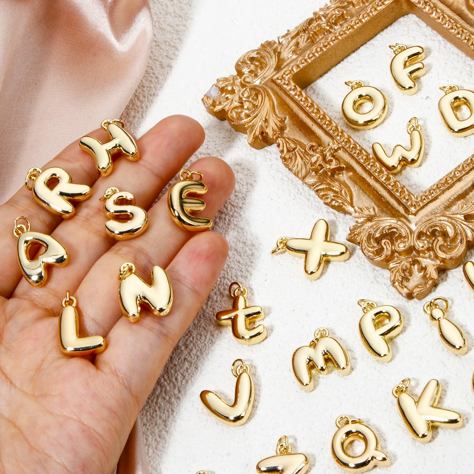 1Pcs English Letter Brass Charms 18K Real Gold Plated Capital Alphabet Initial A-Z Pendant Personalized Jewelry Making Findin
