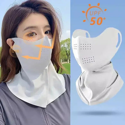 Women Sunscreen Veil Summer Neck Face Mask UV Protection Breathable Ice Silk Sun Protection Masks Veils Outdoor Sport Face Co