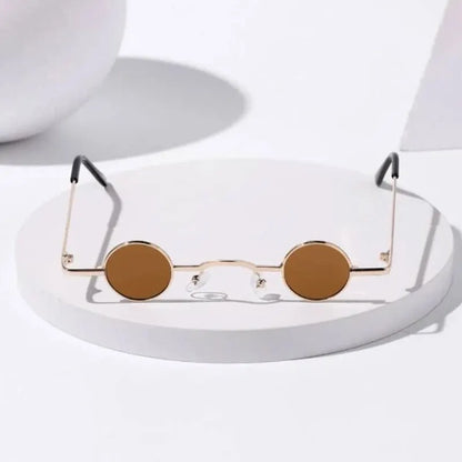 Vintage Rock Punk Man Sunglasses Classic Small Round Sunglasses Women Wide Bridge Metal Frame Black Lens Driving Eyewear - br