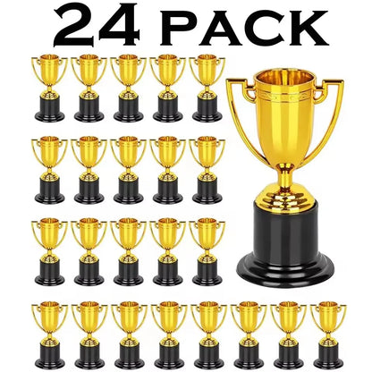 Gold Trophy Award Mini Trophies Bulk- (Pack of 6/12/24/36) 4-7 Inch Tall Plastic Golden Statue Award, Party Themed Decoration