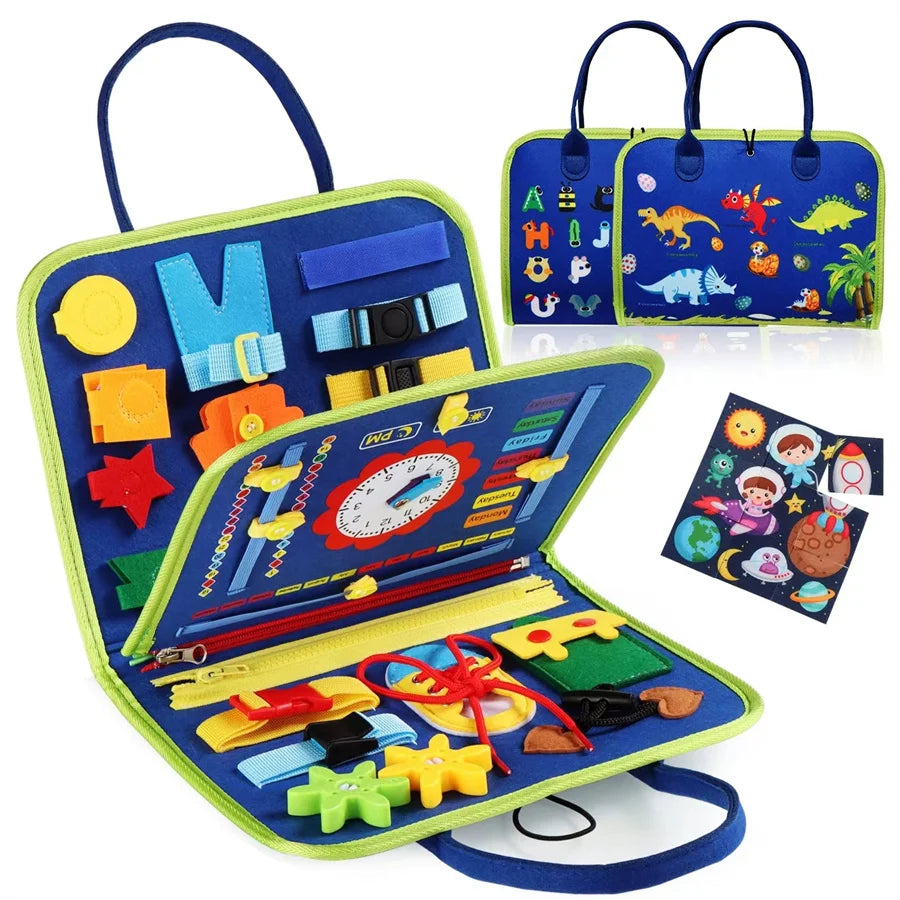 Busy Board Montessori Toys Gifts, Sensory Toys,Educational Travel Toys, Preschool Activities for Learning Fine Motor Skills -