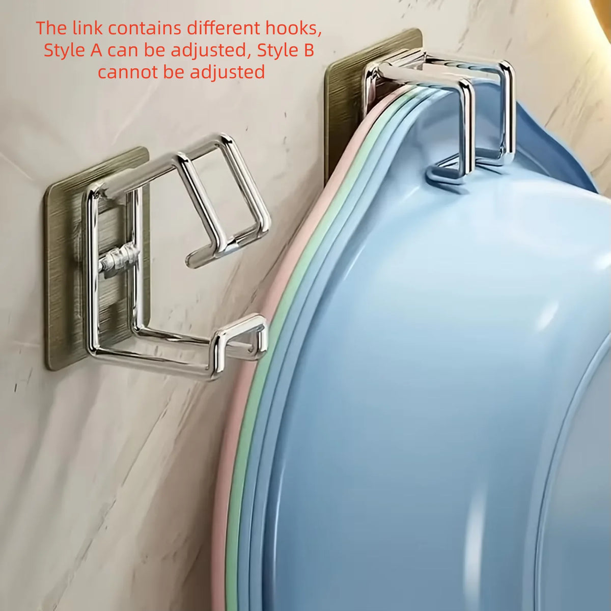 1/2/4/6Pcs Stainless Steel Washbasin Hook Multifunction Punch-free Kitchen Bathroom Rack Basin Storage Rack Towel Hanging Hol