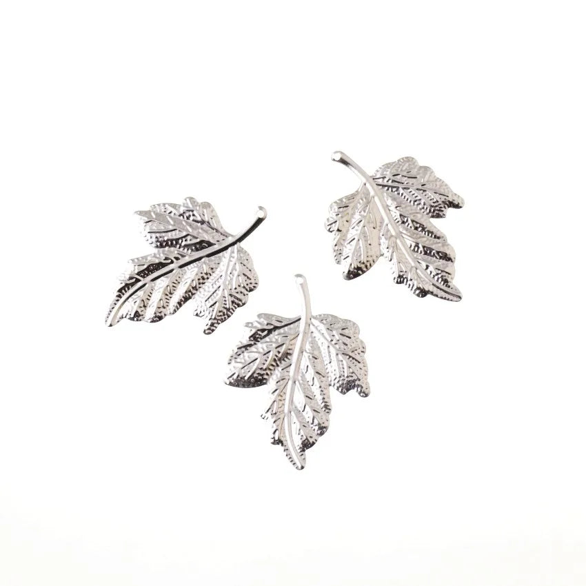 Retail 30Pcs Filigree Leaf Decoration DIY Wraps Connectors Embellishments Findings 43x31mm