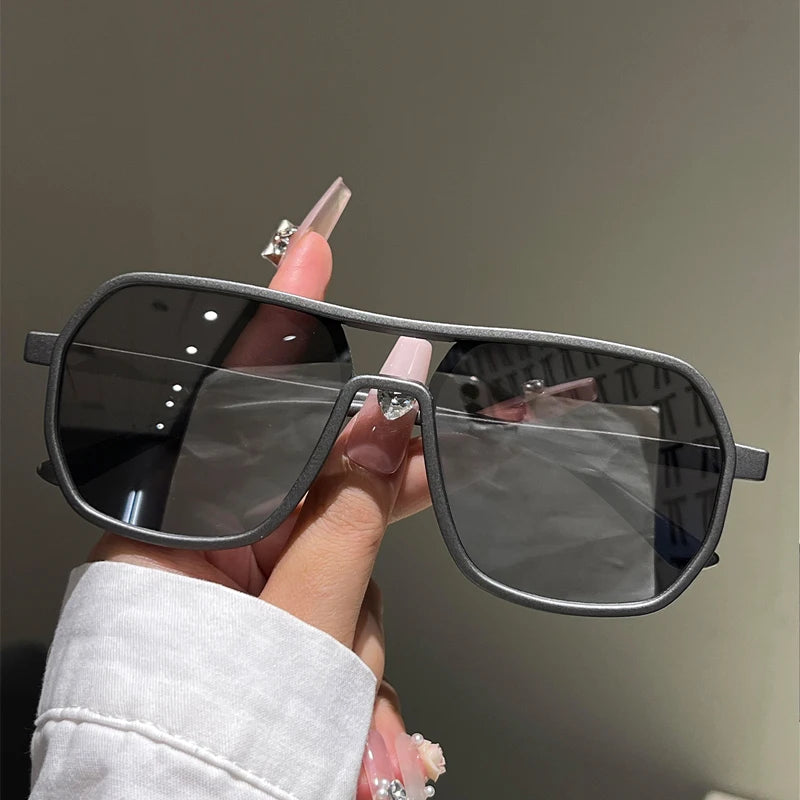 KAMMPT Irregular Rim Sunglasses Men 2025 New Fashion Vintage Double Bridge Shades Women Trendy Brand Design Mirror Sun Glasse