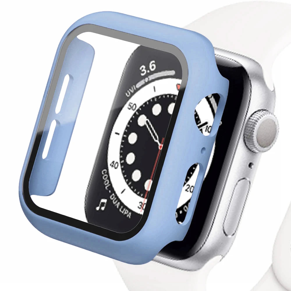 Tempered Glass+cover For Apple Watch Accessories 45mm 41mm 44mm 40mm 42mm Screen Protector Apple watch Case serie 9 4 5 6 SE 