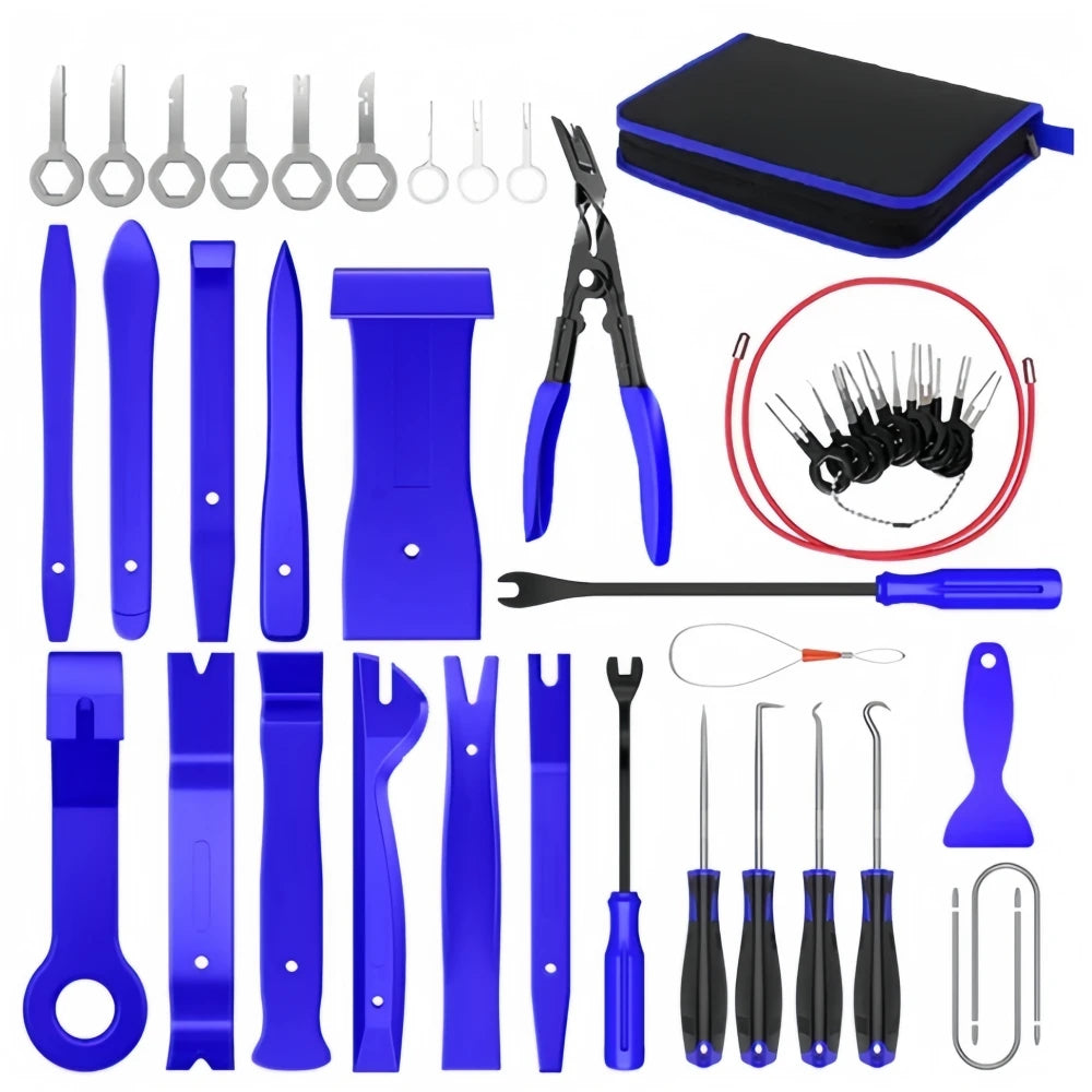 Auto Interior Disassembly Kit Car Plastic Trim Removal Tool Car Clips Puller Diy Panel Tools For Auto Trim Puller Set - Blue 