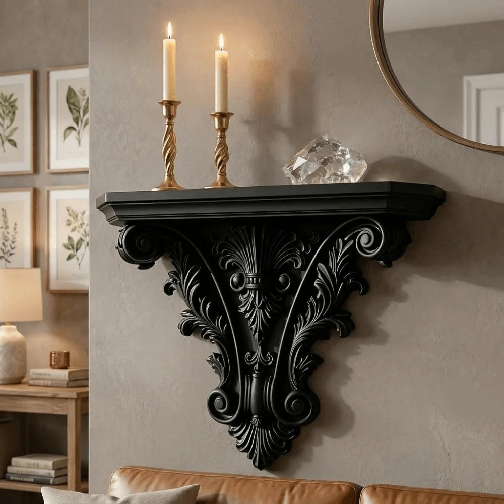 Creative 3D Printing Floating Shelf Carving Retro Gothic Wall Decor Decorative Unique Wall Mounted Shelves Goth Home Decor