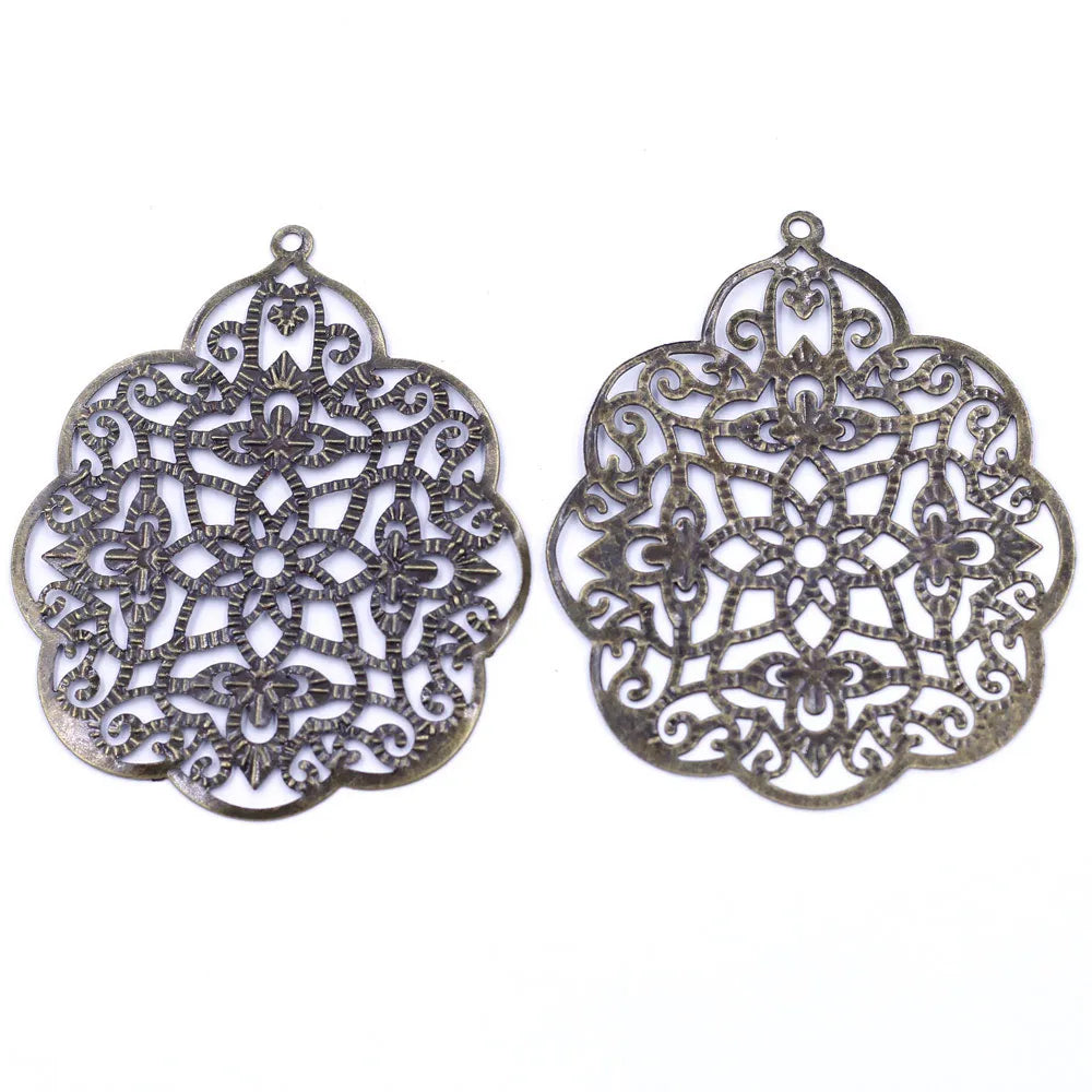 Pendants Wraps Metal Crafts Connectors Rose Flower Filigree Flower For Embellishments Scrapbooking Jewelry DIY Accessories