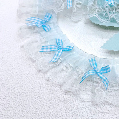 1 Yard Pink Bow Embroidery Lace Fabric Trim DIY Clothing Decoration Accessory 5CM Wide - Style2 Blue