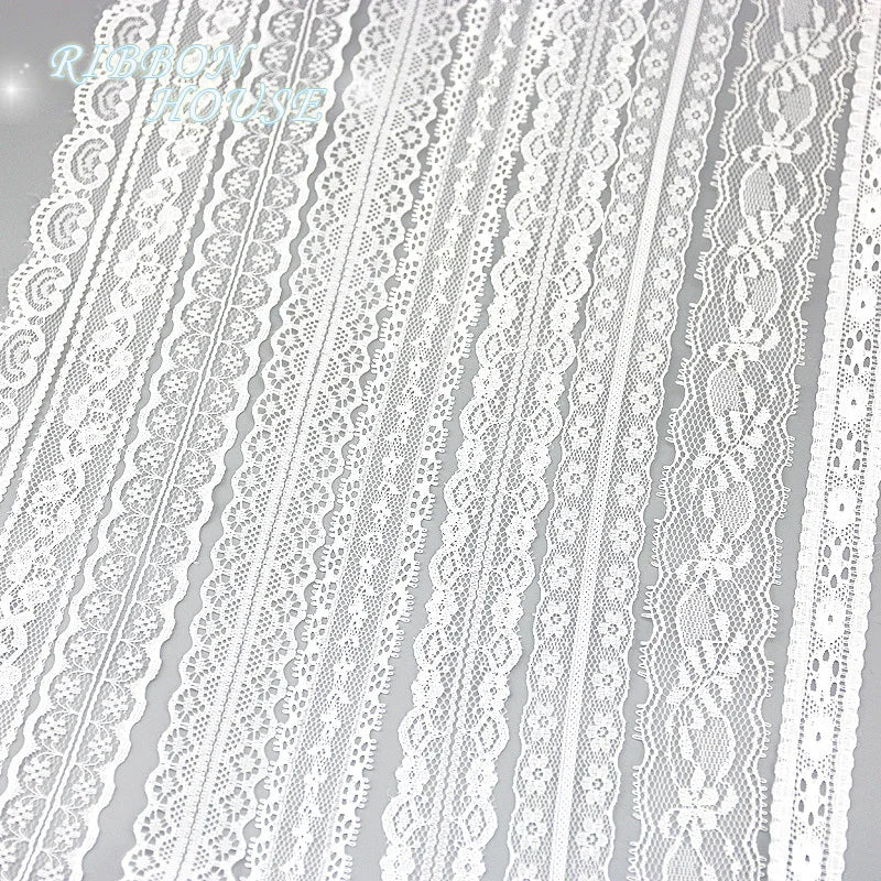 (5 yards/roll) white Lace fabric Webbing Decoration Lovely gift packing polyester Material