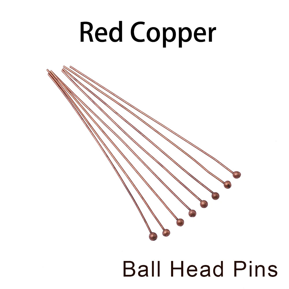 100-200Pcs/Lot 10-70mm Heads Eye Flat Head Pin Gold Plated Ball Head Pins for Jewelry Findings Making Accessories Supplies - 
