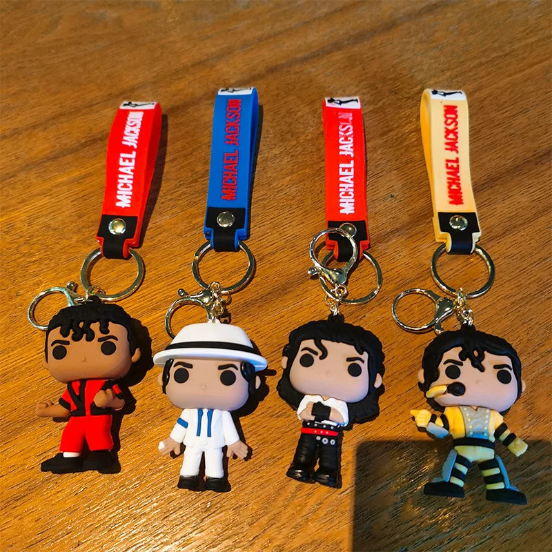 Michael Jackson Keychain Music Idol Doll Machine Key Chain - 4PCS