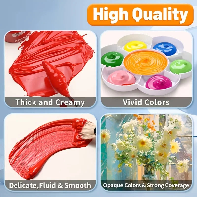 Gouache Paint Set - Artist Grade 12/18/24 Colors, Liquid Water-Based Pigments in 5ml Tubes for Canvas, Wood & Craft Painting 
